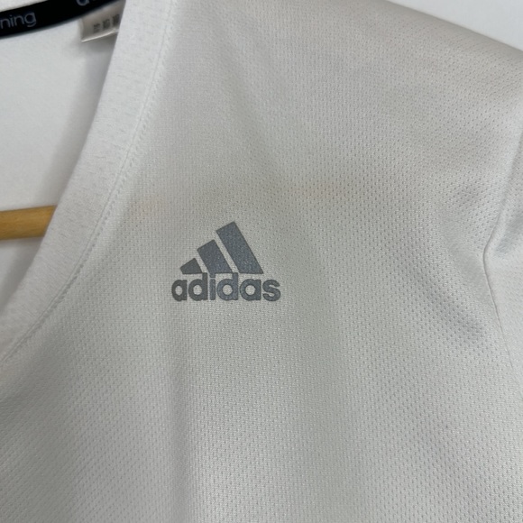 Adidas Response V-Neck Long Sleeve Shirt Womens Size S White Black Stripes - Picture 7 of 7